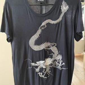 The Kooples Black and White Reptile Skeleton T-Shirt